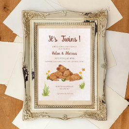 双子の性別問わないベビーシャワーの招待状 招待状