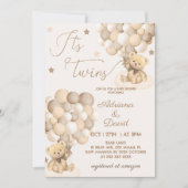 双子の性別問わないベビーシャワー 招待状 (正面)