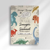 双子の恐竜の誕生日招待状 招待状