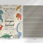 双子の恐竜の誕生日招待状 招待状