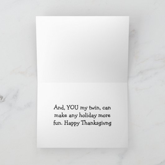 双子の感謝祭ユーモアとおもしろい シーズンカード (内部)
