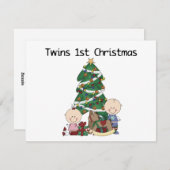 双子の最初のクリスマスTシャツとギフト シーズンカード (正面/裏面)