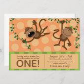 双子の最初のバースデーパーティ招待状。 招待状 (正面/裏面)