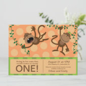 双子の最初のバースデーパーティ招待状。 招待状 (スタンド正面)