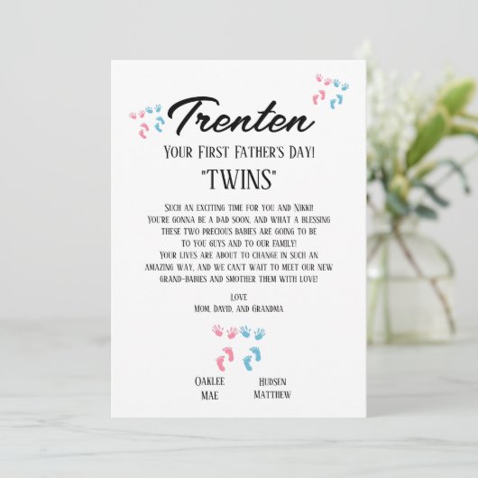双子の最初の父の日 案内状 (スタンド正面)