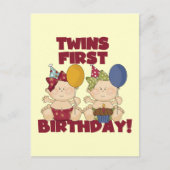 双子の最初の誕生日 – 女の子のTシャツとギフト ポストカード (正面)