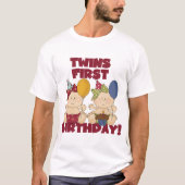 双子の最初の誕生日 – 女の子のTシャツとギフト Tシャツ (正面)