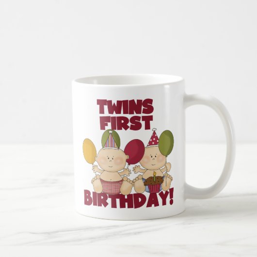 双子の最初の誕生日 – 男の子のTシャツとプレゼント コーヒーマグカップ (右)