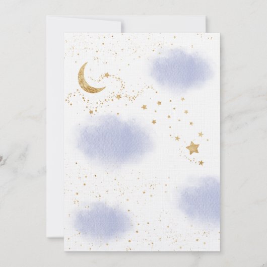 双子の月の上をスロー金ゴールド青い赤ちゃんシャワー 招待状 (裏面)