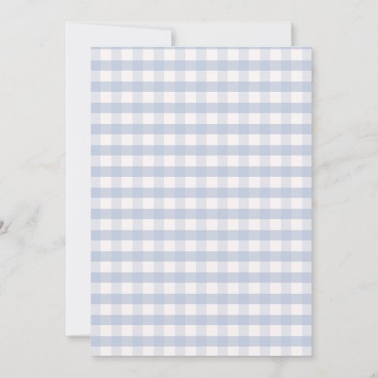 双子の服を弓の秋のギンガムベビーシャワー 招待状 (裏面)