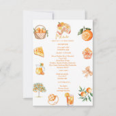 双子の柑橘オレンジ キューティー サマー ベイビー シャワー メニュー 招待状 (正面)