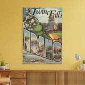 双子の滝，アイダホ州 – ラージ・レター・シーン キャンバスプリント (インサイチュ (リビング))