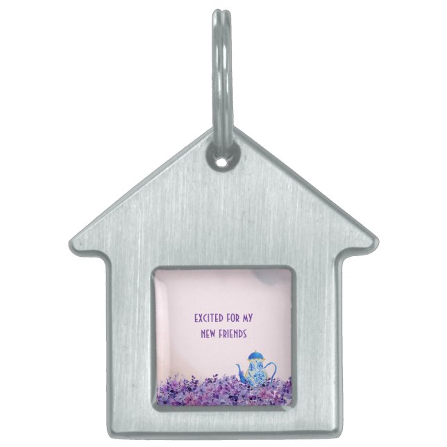 双子の為のお茶のフレーム付きペットタグ ペットネームタグ (正面)