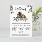 双子の犬のベビーシャワー 招待状 (スタンド正面)