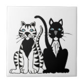 双子の猫 タイル (正面)