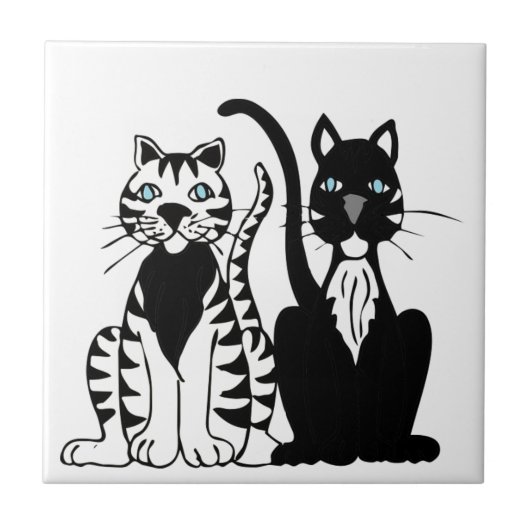 双子の猫 タイル (正面)