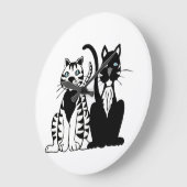 双子の猫 ラージ壁時計 (傾斜)