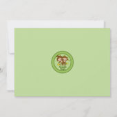 双子の猿のベビーシャワーの招待状　緑　MM2 招待状 (裏面)