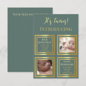 双子の生まれたばかりの写真の誕生の発表シック サンキューカード (正面/裏面)