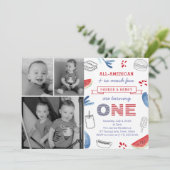 双子の生後1歳の誕生日パーティー アメリカンな祝い方 招待状 (スタンド正面)