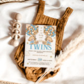 双子の男の子が気球を持って赤ちゃんシャワーを待つ 招待状