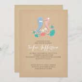 双子の男の子と女の子かわいいシーホースの赤ちゃんシャワー 招待状 (正面/裏面)