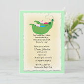 双子の男の子と女の子のえんどう豆の赤ちゃんシャワー招待状 招待状 (スタンド正面)