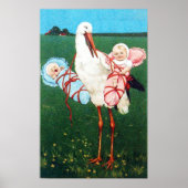 双子の男の子と女の子のベビーシャワーモノグラム ポスター (正面)