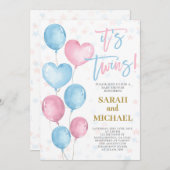 双子の男の子と女の子のベビーシャワー招待状 招待状 (正面/裏面)