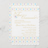 双子の男の子と女の子の初聖体拝領招待状 招待状 (正面/裏面)