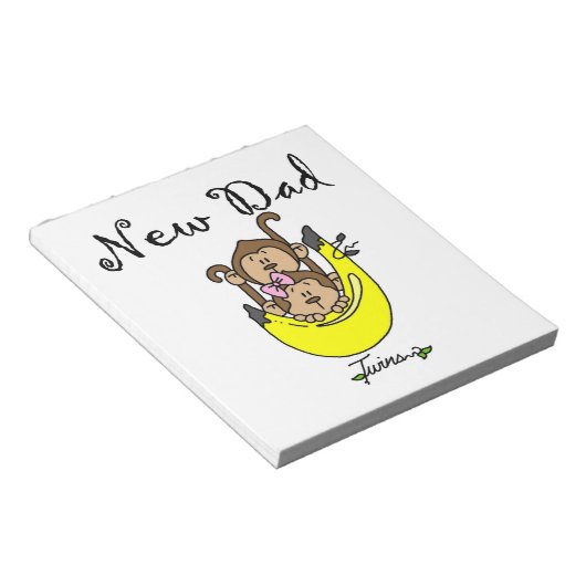 双子の男の子と女の子の新しいパパの贈り物 ノートパッド (アングル)