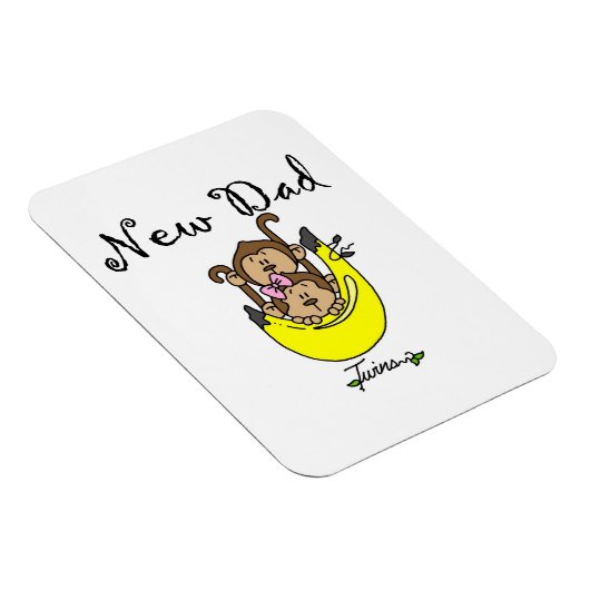 双子の男の子と女の子の新しいパパの贈り物 マグネット (右側)