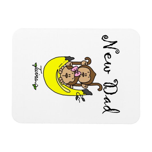 双子の男の子と女の子の新しいパパの贈り物 マグネット (横)