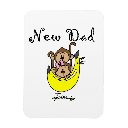 双子の男の子と女の子の新しいパパの贈り物 マグネット (縦)