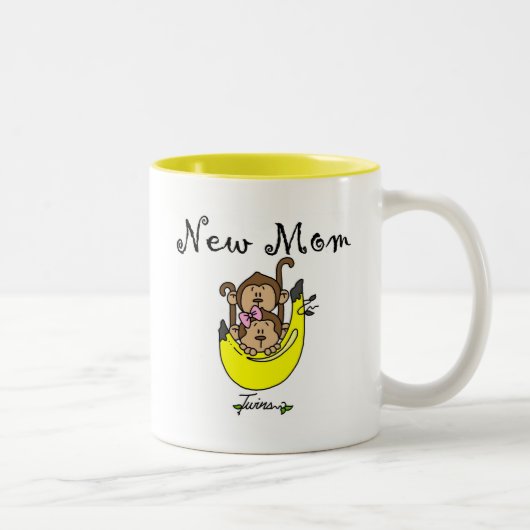 双子の男の子と女の子の新しいママTシャツ ツートーンマグカップ (右)