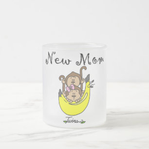 双子の男の子と女の子の新しいママTシャツ フロストグラスマグカップ