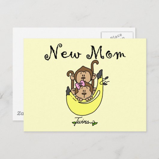 双子の男の子と女の子の新しいママTシャツ ポストカード (正面/裏面)