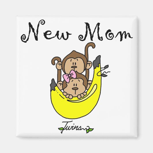 双子の男の子と女の子の新しいママTシャツ マグネット (正面)