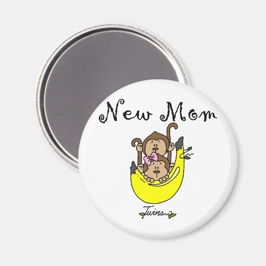 双子の男の子と女の子の新しいママTシャツ マグネット (正面/裏面)
