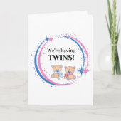 双子の男の子と女の子の誕生のお知らせがある カード (正面)