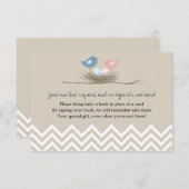 双子の男の子と女の子の鳥の巣の赤ちゃんシャワー 招待状 (正面/裏面)