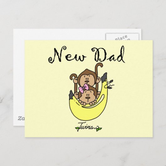 双子の男の子と女の子のTシャツとギフトのパパ ポストカード (正面/裏面)