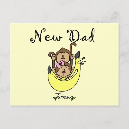 双子の男の子と女の子のTシャツとギフトのパパ ポストカード (正面)