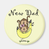 双子の男の子と女の子のTシャツとギフトのパパ マグネット (正面)