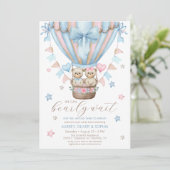 双子の男の子と女の子を歓迎 Baby Shower 招待状 (スタンド正面)