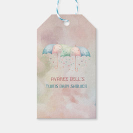 双子の男の子と女の子シャワー傘 ギフトタグ