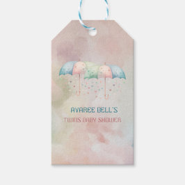 双子の男の子と女の子シャワー傘 ギフトタグ