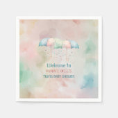 双子の男の子と女の子シャワー傘 スタンダードカクテルナプキン (正面)