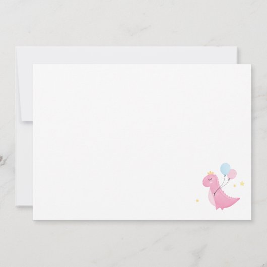 双子の男の子と女の子ピンクの恐竜の赤ちゃんシャワー 招待状 (裏面)