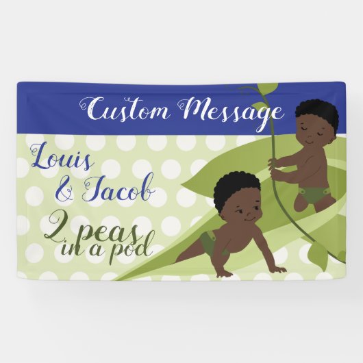 双子の男の子のための誕生日または赤ちゃんのシャワーのバナー 横断幕 (横)